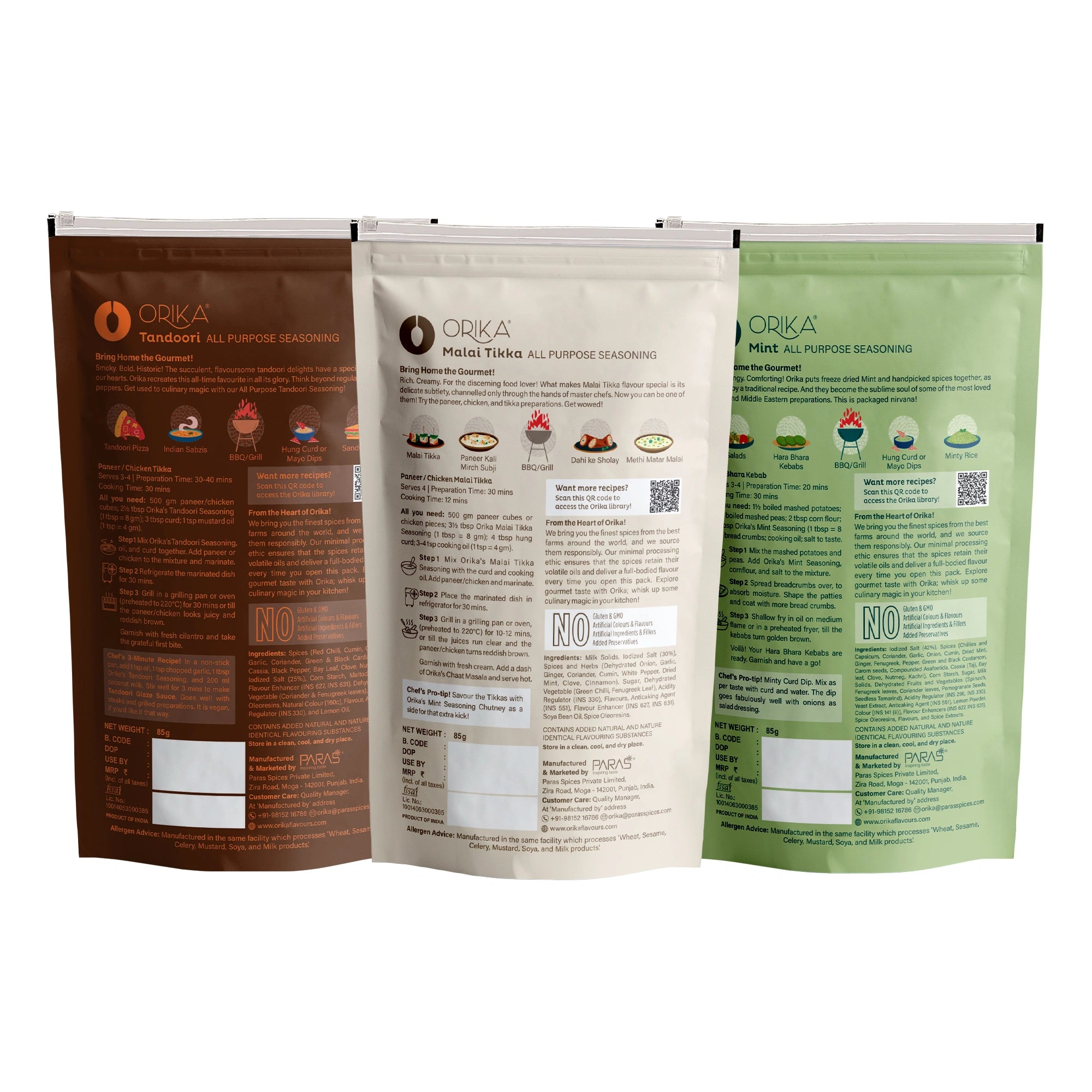 Orika Barbeque Combo, (Tandoori, Smokey & Mint Seasoning), (Pack of 3)